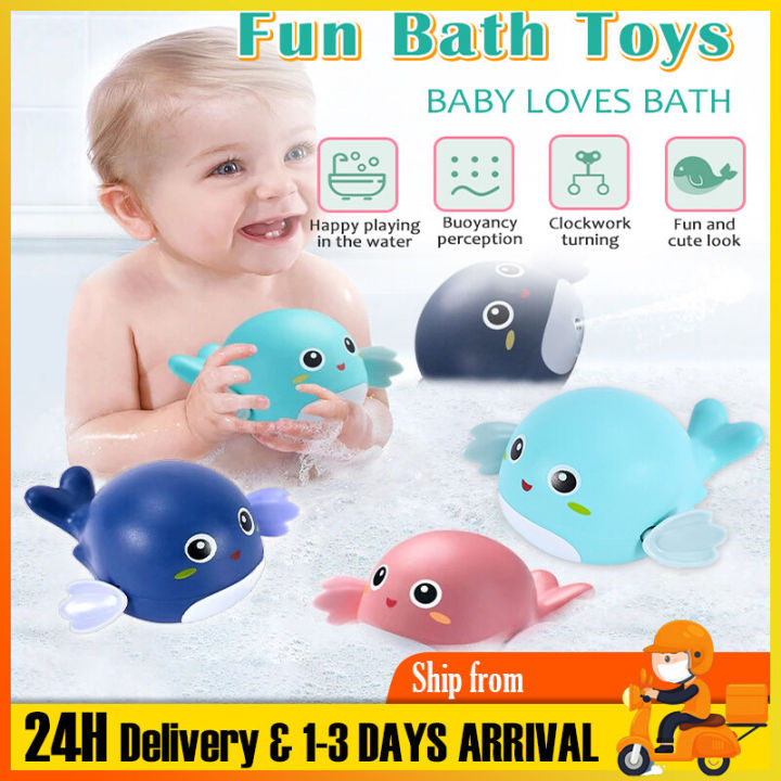 Baby Bath Toys Swimming Toys Little Turtle Baby bath toy Wind Up Swimming Animal Toddler Kids Pool Water Gift Boys Girls Children Shower Toy Swimming Mainan Bayi Mandi