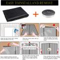 Magic Mesh Embroidery Pattern Magnetic Screen Door, Easy to Install Hands Free Mesh Curtain - Self Sealing, Heavy Duty Magnets Retractable Screen for Pets- Size- 3.5 feet * 7 feet- 4feet * 6.5feet. 