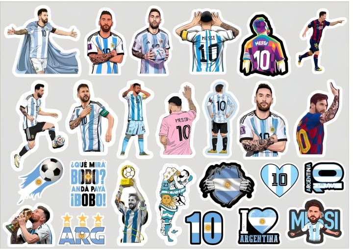 Star foot bowler Leionl Messi Stickers Sheet, Argentina Footbalar Messi Stickers sheet, King Foot bowler Stickers Sheet