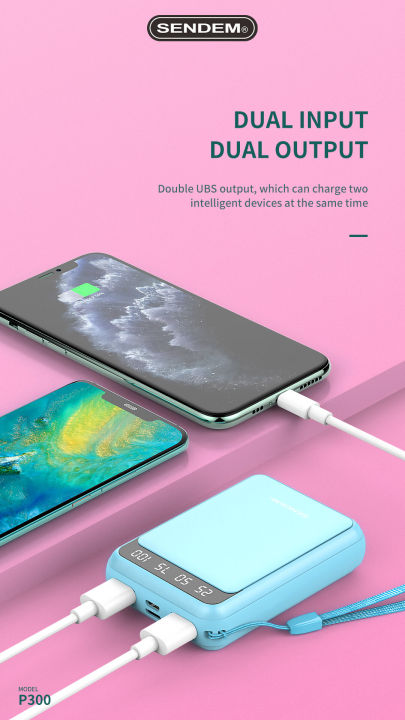 Rock%20Sendem%20P300%20Mini%20Powerbank%2010000mah%20Micro/Type%20C%20Input%202.1A%20Dual%20Port%20Digital%20Display%20Power%20Bank%20-%20Image%207