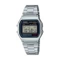 Casio General Vintage Youth Silver Tone Resin Digital Square Silver Stainless Steel Bracelet Watch-A158WA-1DF. 