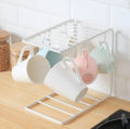 dining table stand - Iron Coffee Rack Organizer with 6 Hooks, Metal Drying Dish Rack, Cup Holder, and Plate Holder for Kitchen Cabinet, Stainless Steel Cup Stand. 
