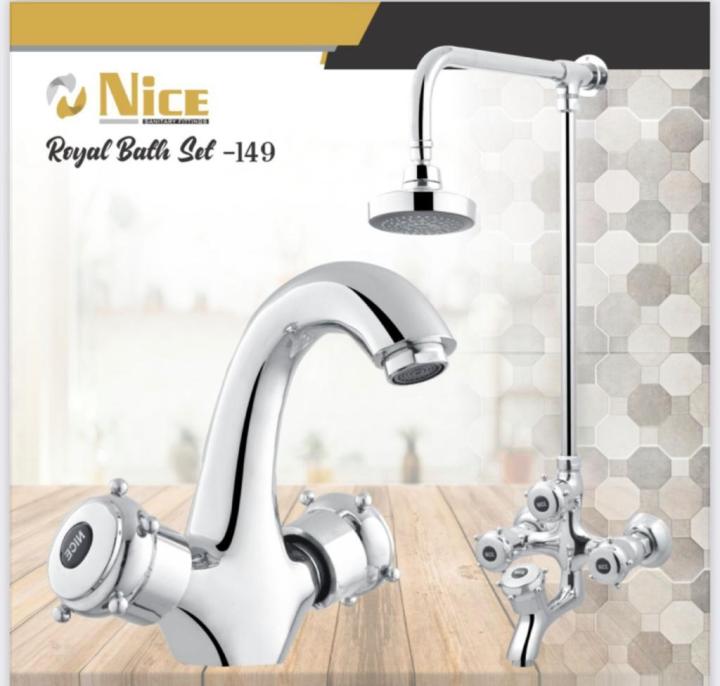 Nice Sanitary Fittings, Royal Bath Set, Complete Pcs Bathroom Sanitary Set, Pure Brass, One Basin Mixer, One Wall Shower, With Complete Fitting Accessories