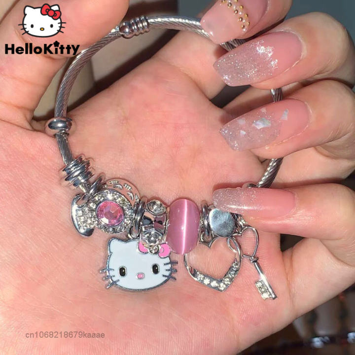 Sanrio Hello Kitty New Bracelets Cartoon KT Bangles Women Accessories Luxury Chains Y2k Girls Fashion Bracelets Girlfriend Gift Left Bank