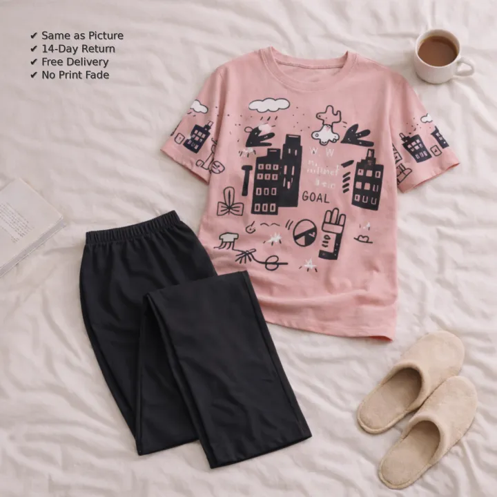 Night Suit for Girls & Women – Cotton Jersey Pajama Set – Handsome Bear ...
