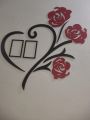 Red Flower Wooden Wall Art with Photo Frames for Room Decoration. 