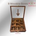 Spice Container Masala Box Rack carving Work With Wooden Spoon- 10 x 10 Solid Wooden square Masala Box(spice rack) - Drawer Organizer for Kitchen. 