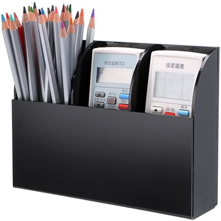 Wall%20Mount%20Remote%20Control%20Holder%20Clear%20Acrylic%20Media%20Organizer%20Storage%20Box%20Coffee%20Table%20and%20Nightstand%20Convenient%20Remote%20Control%20Caddy%20%E2%80%A6%20(One/Two/Three%20Compartments%20Black)%20-%20Image%202