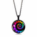 FIBONACCI Spiral Pendant Fractal Necklaces Pendants Flourish Swirls Glass Dome Necklace Sacred Geometry Art Picture Jewelry Gift. 