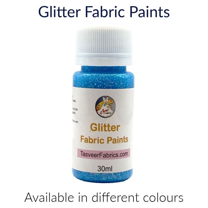 Glitter Fabric Paints tasveer fabrics - 30 ml bottle gives glitter effect in fabric painting - Available in different glitter fabric colours for fabric art