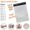 Pack of 50 Flyers, Shipping Flyer with Pocket, Delivery Flyer, Delivery Packets, Packaging Material, Flyer Bag with Pocket, Recycled Flyer,. 