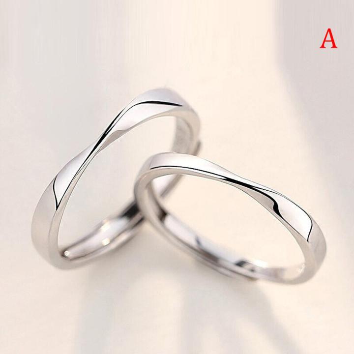1Pair Couple Ring Crystal Diamond Wedding Engagement Jewelry Adjustable ...