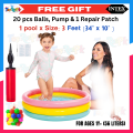 Intex Baby Pools by ToyzRusPk – Sunset Glow 57104, Play Box 57100, Sunset Glow 58924 | Size 33–34in | 57L Capacity | Ages 1–3 Years | Free 20 Balls, Mini Air Pump & Repair Patch | Colorful Designs | Soft Inflatable Base | Intex Swimming Pools. 