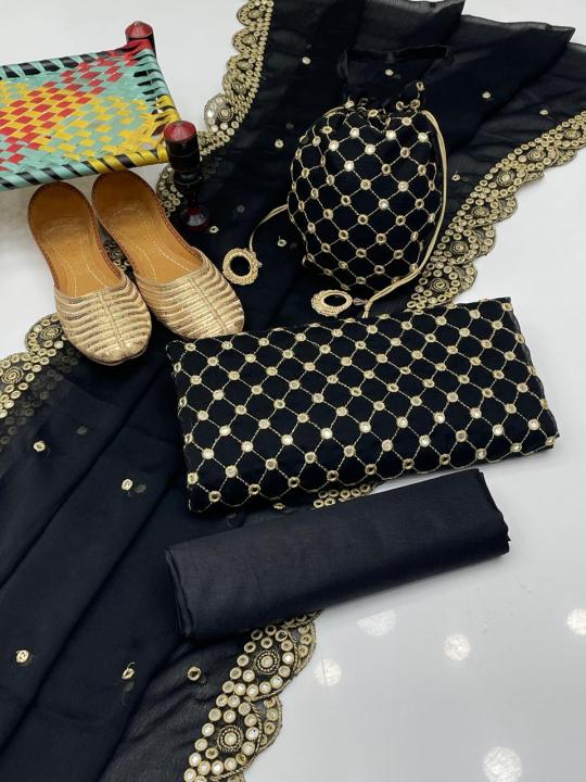 Ayesha%20Collections%20%E2%80%93%205%20Pc%20Unstitched%20Fancy%20Dress%20for%20Women%20%7C%20Soft%20Chiffon%20Shirt%20with%20Sheesha%20Plastic%20Pani%20Work%20&%20Zaari%20Embroidery%20%7C%20Chiffon%20Dupatta%20with%20Cutwork,%20Kattan%20Silk%20Trouser,%20Sam%20Potli%20&%20Golden%20Khussa%20-%20Image%202