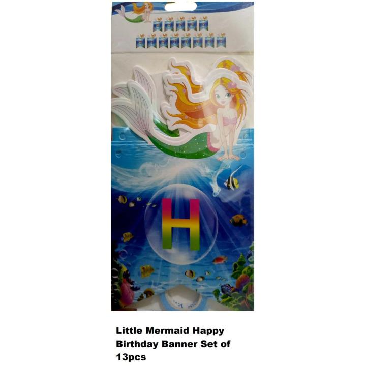 The Little Mermaid Happy Birthday Banner 13pcs For Birthday Party & Decorations