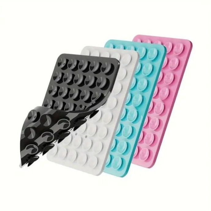 Double Side Silicone Suction Cup Wall Stand Mat Multifunctional Silicone Square Phone Case Anti-Slip Holder Mount Suction Pad