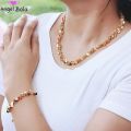 New Necklace Women Fashion Choker Hearts Double Crystal Girls Gold Pendant Jewellery Love Statement Necklaces. 