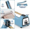 12 Inch Impulse Bag Sealer.300mm Impulse Manual Sealer Heat Sealing Machine With 8 Gear Temperature Control Manual Poly Bag Heat Sealer. 