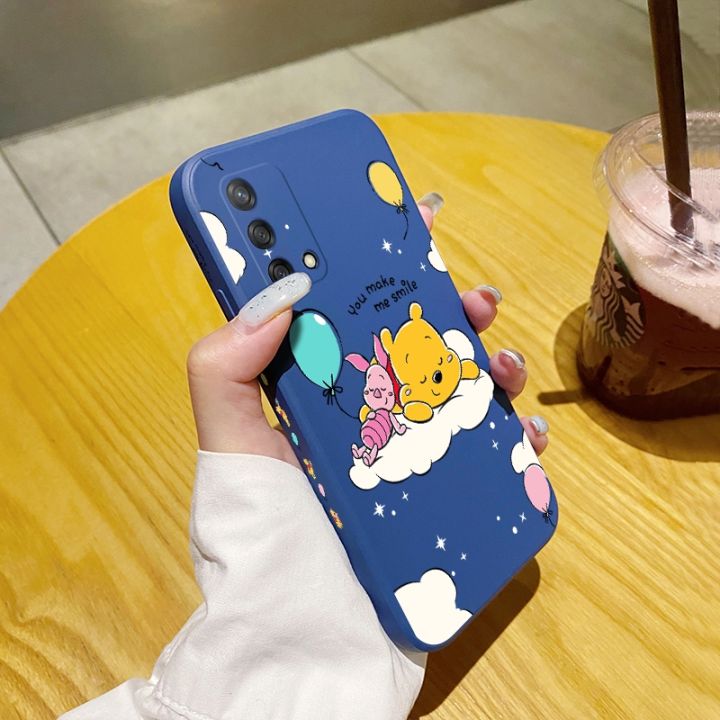 JIUMOO for OPPO A95 4G Case Fashion Tide Cartoon Cute Winnie The Pooh Aesthetic Thin New Design Phone Case Side Square Edge Protection Softcase Pattern Silicone Casing Cover Shockproof Cases