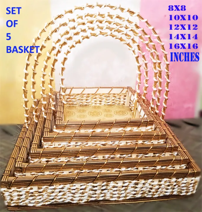 Beautiful%20Hand%20Made%20Square%20Baskets%20for%20Gifts%20&%20Multipurpose%20Set%20of%205%20-%20Image%203