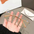 【AmbitionmA】Women Fake Glasses Anti-blue Light Large Frame Glasses Transparent Lens Metal Frame Oversize Eyeglasses UV400 Protection Eyewear. 