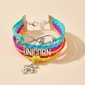 Style Colorful Handmade Bracelet Set for Women Unicorn Name Love  Multilayer Bangle Female Summer Party Jewelry. 