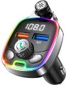 ORIA Bluetooth 5.0 FM Transmitter for Car, 18 W Type-C PD + Quick USB Charger QC3.0 Dual Port, 7 Colours LED Backlit Bluetooth Adapter for Car Radio Supports USB Flash Drive, TF Card uk import a576. 