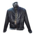 Black Shearling Leather Jacket For Men. 