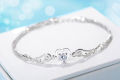 Elegance Angel Wings Crystal Heart Bracelet For Women Girl Lady Wedding Birthday Gift 925 Silver Jewelry. 