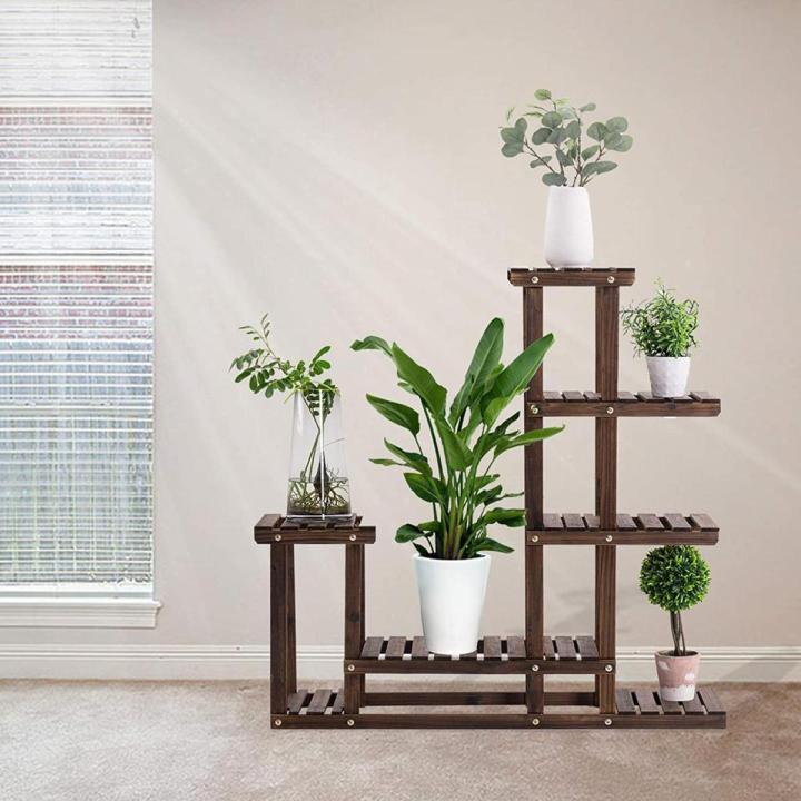 Wooden Plant Stand Multiple Flower Pots Shelf Indoor Outdoor Planter ...