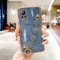 For Infinix Note 11/Infinix Note 12 (G88) Back Cover with Love Heart Chain Wrist Strap Fashion Bracelet Shiny Plating Bumper Protective Case Silicone Shockproof Mobile Phone Cases. 