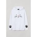 Meow 2 With Paw Printed Kangaroo Hoodie For Women. 