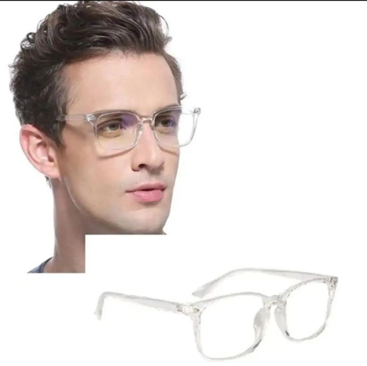 Transparent Glasses White For Men/Women/Boys/ Girls Lightweight Beautiful Square Shape