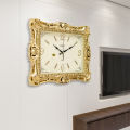 Hitco Square Antique Wall Clock - Unique Design Wall Clocks - Wall Clocks for Bedroom / Living Room / Decor - Square Clock Wall Stylish - Decorating Item - Golden Clock. 