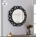 Wood Round Wall Mirror-Wood Frame Round Wall Mirror-Decorative Hand Crafted Engineered Wooden Round Wall Mount Mirror Frame. 