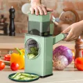 3-in-1 Manual Drum Vegetable Cutter & Slicer – Multifunctional Rotatory Cheese Grater, Shredder, Peeler ,salad maker & Chopper for Vegetables, Fruits, Nuts – Handheld Tabletop Kitchen Gadget (Kaddu Kash Machine)". 