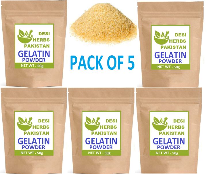 GELATIN POWDER | PACK OF 5| 50 GRAM EACH | DESI HERBS PAKISTAN|