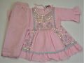 Girl Fancy Cotton Summer Dress For Occusion 1 to 6 Year Kameez and Trouser Set in Pink, Sea Green  and Brown Color. 
