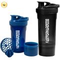 Fast Forward Shaker Bottle - 24 Ounce Protein Shaker Plastic Bottle for Pre & Post workout with Twist and Lock Protein Box Storage Pack of 2. 