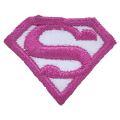 Pink Super Woman Logo Embroidered Iron On Patch Sew On Badge For Bags Caps T Shirts Jeans Applique. 