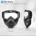 DETACHI Motorcycle Goggle mask Anti Scratch UV Protective Face Mask, Bike Riding Goggles Mask With Detachable Face Mask, Adjustable Elastic Strap Goggles Mask For Helmet Transparent Visor. 