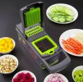 Vegetable Chopper cutter Slicer Multifunctional 14 in 1 Food Choppers Onion Chopper Vegetable Slicer Cutter Dicer Veggie Chopper with 8 Blades, Colander Basket, Container for Salad Potato Carrot Garlic. 