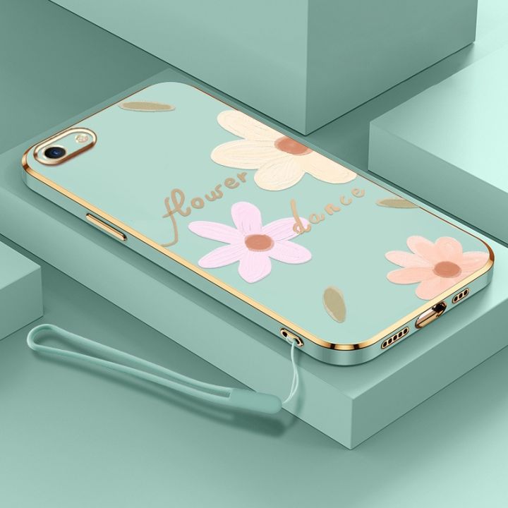 Flower Style Casing for OPPO A83 A57 2016 A59 F3 Lite New Design Square Shape Phone Case Soft Plating Case Cover with Free Lanyard