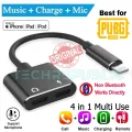 4 in 1 iphone Converter Adapter Dual Lightning PUBG Gaming Splitter Dongle Cable Connector tws Compatible for lphone 7/7 Plus / 8/8 Plus/X. 