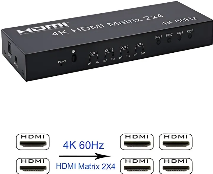 4k%20HDMI%20Matrix%202X4%20Splitter%204K%2060Hz%202%20in%204%20Out%20HDMI%20Splitter%20Switcher%20Audio%20Extractor%20AUX%20SPDIF%20Scale%20Down%20Extracci%C3%B3n%20de%20Canal%20DTS%205.1(2.0%20HDMI%202X4%20Matrix)%20-%20Image%203