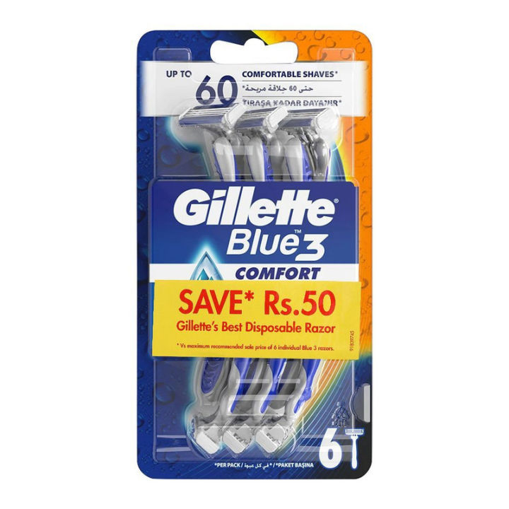 Gillette Blue 3 Shaving Razor Bag of 6