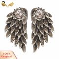 1 Pair Women Fashion Xmas Gift Angel Wings Rhinestone Inlaid Stud Earrings. 