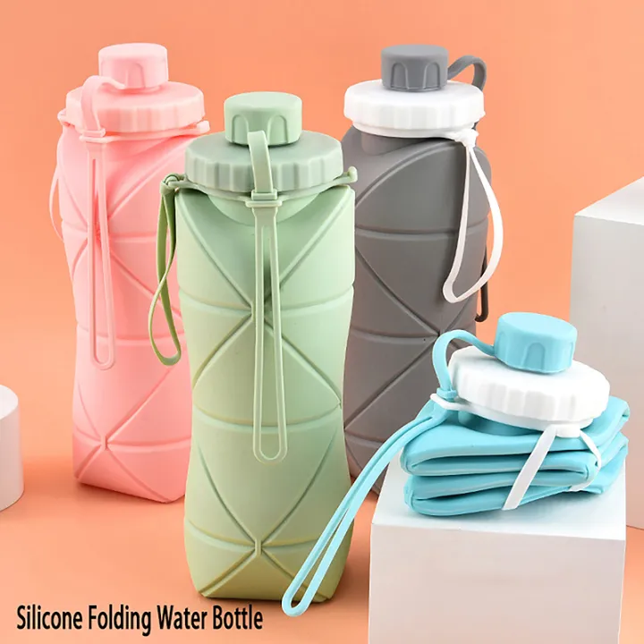 600ml Folding Silicone Water Bottle Sports Water Bottle Outdoor Travel ...