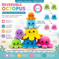 Reversible Octopus Plush Toy | Flip Mood Soft Stuffed Animal | Cute Double-Sided Emotion Plush | Random Color | Small Medium Large Jumbo. 
