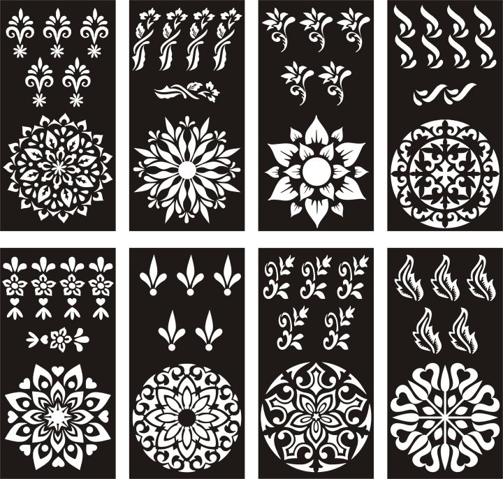 8 Designs Arabic Bridal Mehndi Design Henna Mehandi Stencils Body Sticker3
